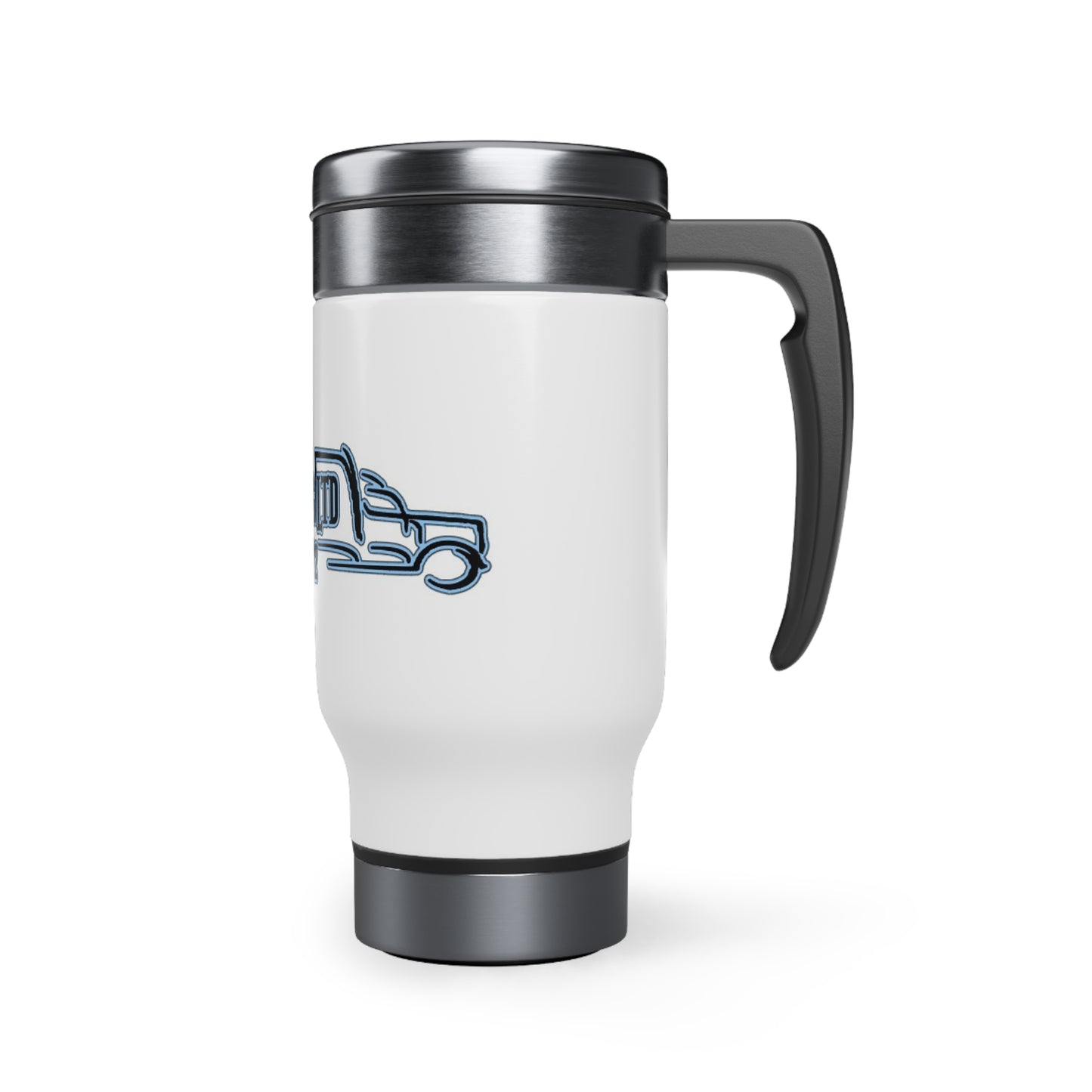 Fr8KingLtd Trk'd -- Stainless Steel Travel Mug with Handle, 14oz