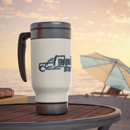 Fr8KingLtd Trk'd --  Stainless Steel Travel Mug with Handle, 14oz